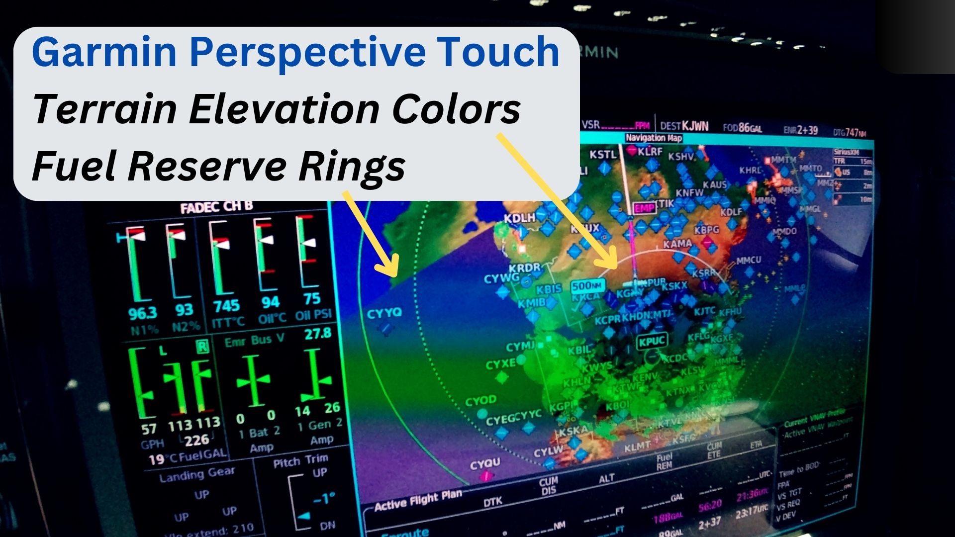 SF50 Vision Jet – Garmin Perspective Touch Map Elevation Colors